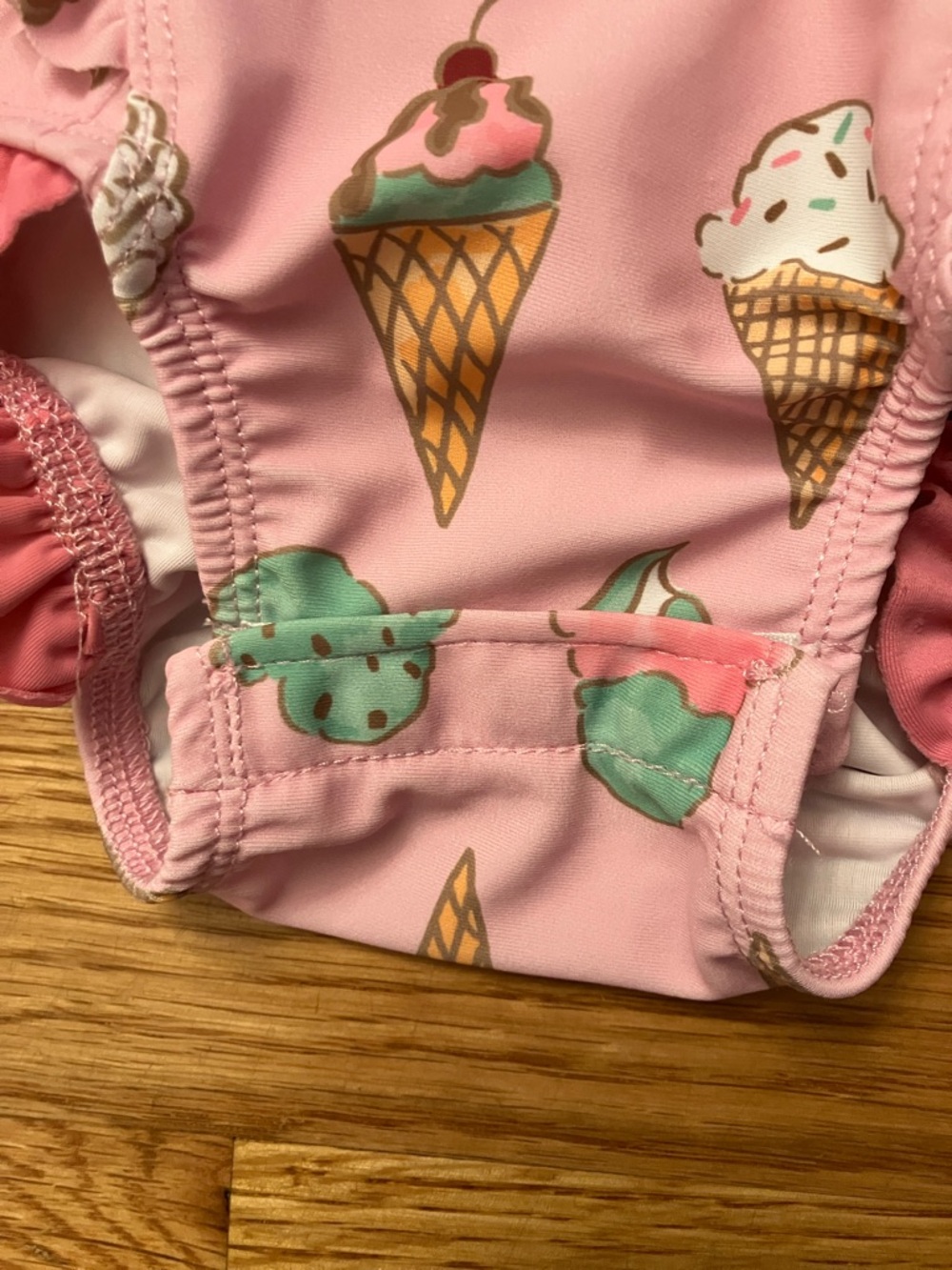 MudPie 3-6 month baby/toddler Pink Ice Cream cone One-Piece Swimsuit w/ headband - Picture 7 of 7